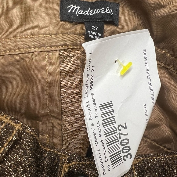 NWT MADEWELL Emmett Wide-Leg Crop Pants Metallic 27 - Picture 11 of 14